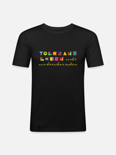 toleranz - Männer Slim Fit T-Shirt - Schwarz