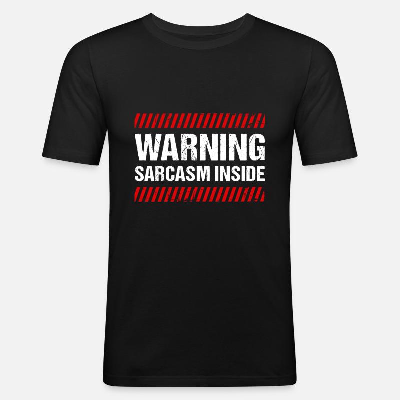 Warning Sarcasm Inside - Männer Slim Fit T-Shirt - Schwarz