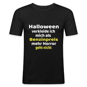 Benzinpreis mehr Horror, witziges Sprit Inflation - Männer Slim Fit T-Shirt - Schwarz - Vorne - Nik (191cm)