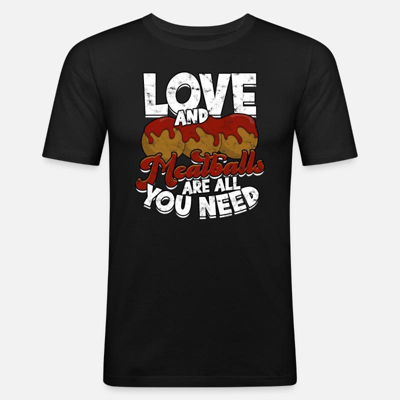 fleischklößchen essen spaghetti geschenk geschenki - Männer Slim Fit T-Shirt - Schwarz