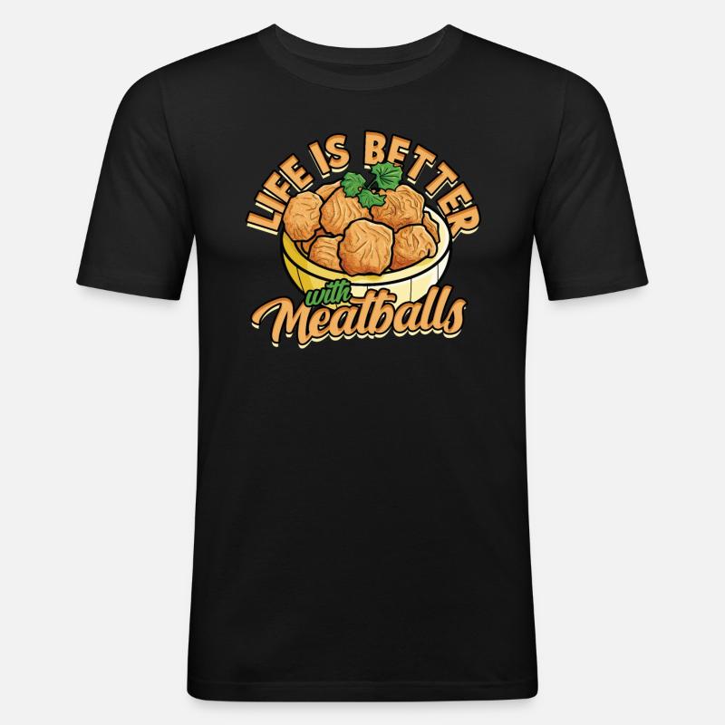 fleischklößchen essen spaghetti geschenk geschenki - Männer Slim Fit T-Shirt - Schwarz
