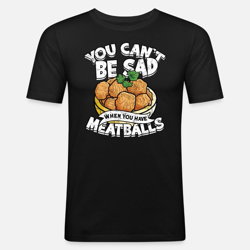 fleischklößchen essen spaghetti geschenk geschenki - Männer Slim Fit T-Shirt - Schwarz