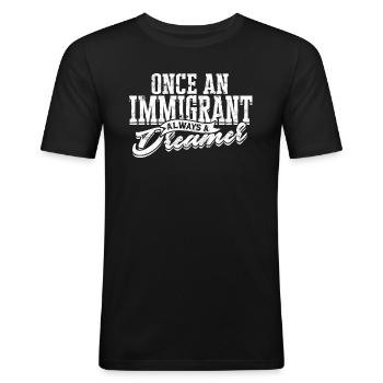 usa amerika einwanderer us bürger amerikanische fl - Männer Slim Fit T-Shirt - Schwarz - Vorne - Nik (191cm)