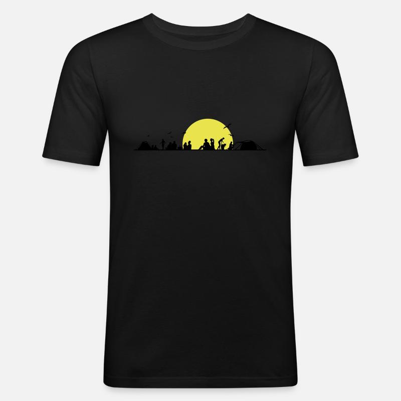 Freizeit - Zelten - Männer Slim Fit T-Shirt - Schwarz