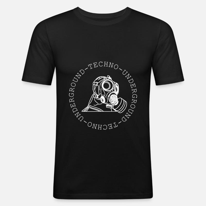 Techno - Männer Slim Fit T-Shirt - Schwarz