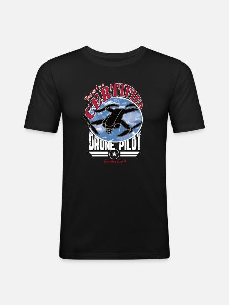 Certified Copter Drone Pilot Captain - Men's Slim Fit T-Shirt - black