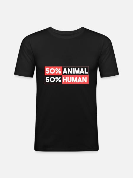 50% animal 50% human - Men's Slim Fit T-Shirt - black