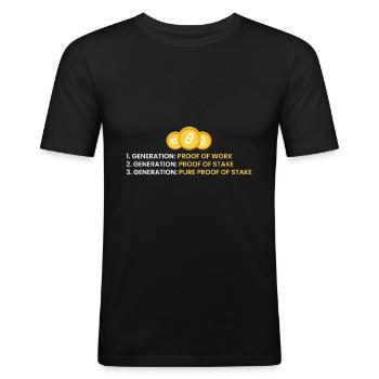 1st generation: Proof of work - Men's Slim Fit T-Shirt - black - Front - Nik (191cm)