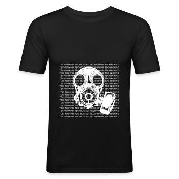 Techno - Techno music Symbol - Männer Slim Fit T-Shirt - Schwarz - Vorne - Nik (191cm)