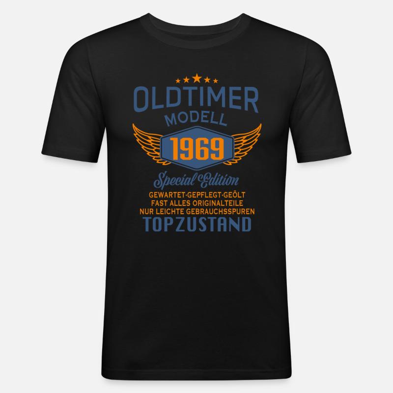 Oldtimer Modell 1969 - Männer Slim Fit T-Shirt - Schwarz