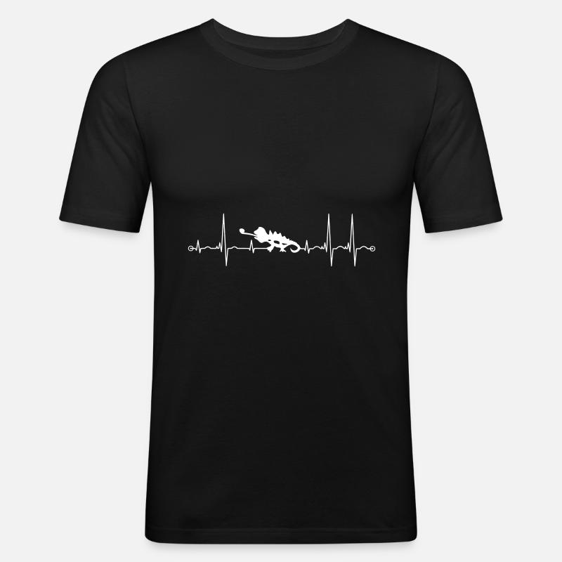 ekg Chamäleon - Männer Slim Fit T-Shirt - Schwarz