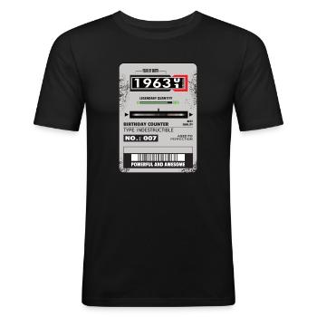 Drehstromzähler Geburtstag 1963 Geschenk - Männer Slim Fit T-Shirt - Schwarz - Vorne - Nik (191cm)