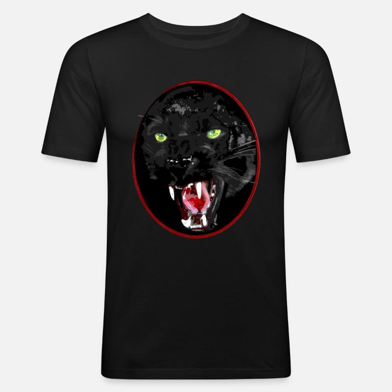 Schwarze Raubkatze - Männer Slim Fit T-Shirt - Schwarz