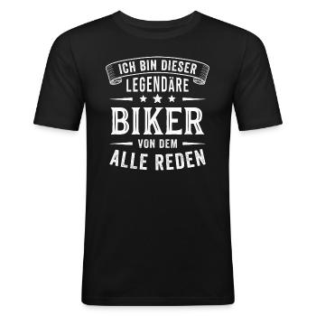 Motorrad Biker Motorradfahrer Legende Lustig - Männer Slim Fit T-Shirt - Schwarz - Vorne - Nik (191cm)