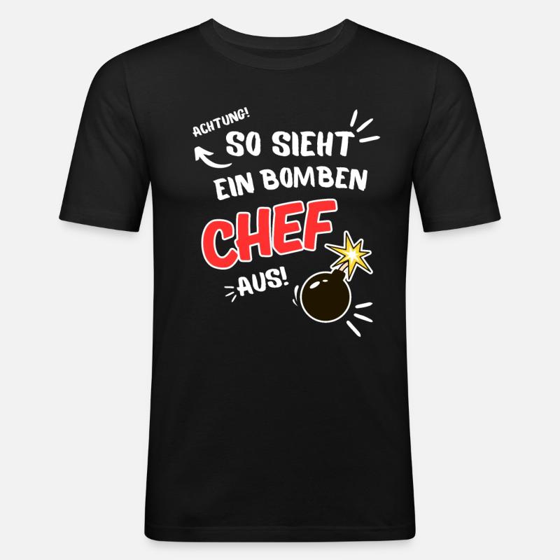 So sieht ein bomben Chef aus - Männer Slim Fit T-Shirt - Schwarz
