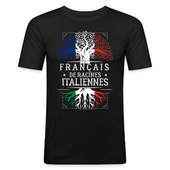 Racines Italiennes - T-shirt près du corps Homme - noir - Devant - Nik (191cm)