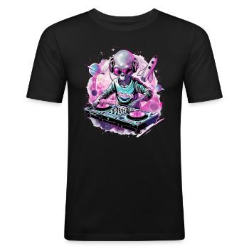 Techno DJ Alien Rave Dance Dancefloor - Männer Slim Fit T-Shirt - Schwarz - Vorne - Nik (191cm)
