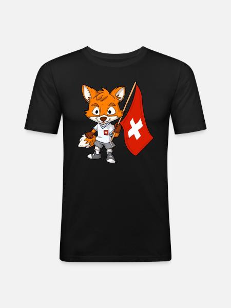 Fans suisses / Suisse Fox - T-shirt près du corps Homme - noir