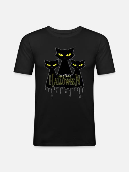 Halloween Cat - Men's Slim Fit T-Shirt - black
