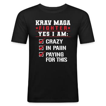 Krav Maga Apparel Israeli Self - Männer Slim Fit T-Shirt - Schwarz - Vorne - Nik (191cm)