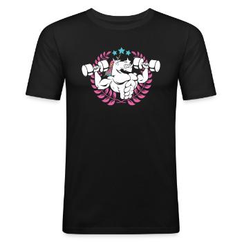 Weightlifting Unicorn Fitness Gym Lover - Men's Slim Fit T-Shirt - black - Front - Nik (191cm)