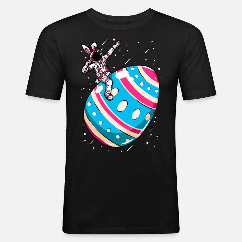 Astronaut - space easter egg - Men's Slim Fit T-Shirt - black