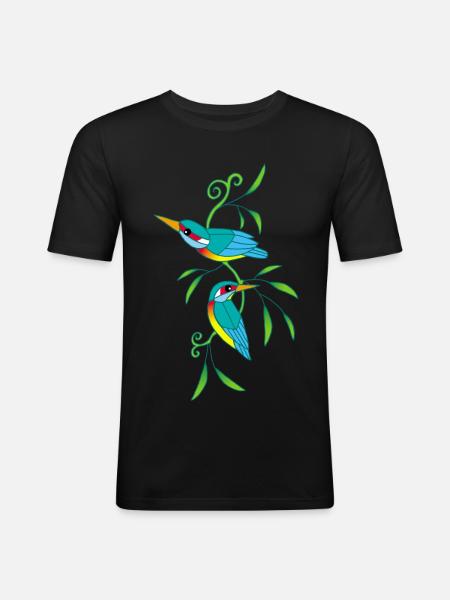 Birds and nature - Men's Slim Fit T-Shirt - black
