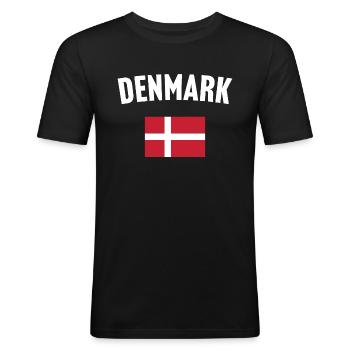 Drapeau du Danemark - T-shirt près du corps Homme - noir - Devant - Nik (191cm)