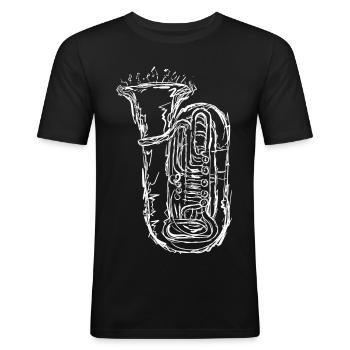 Tuba - Männer Slim Fit T-Shirt - Schwarz - Vorne - Nik (191cm)
