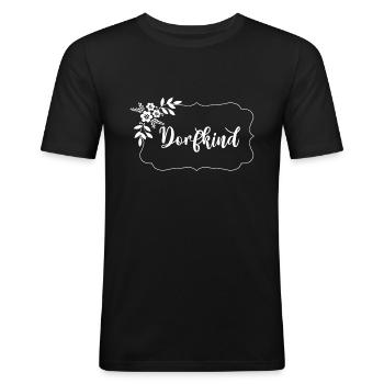 Dorfkind Blumenranke - Männer Slim Fit T-Shirt - Schwarz - Vorne - Nik (191cm)