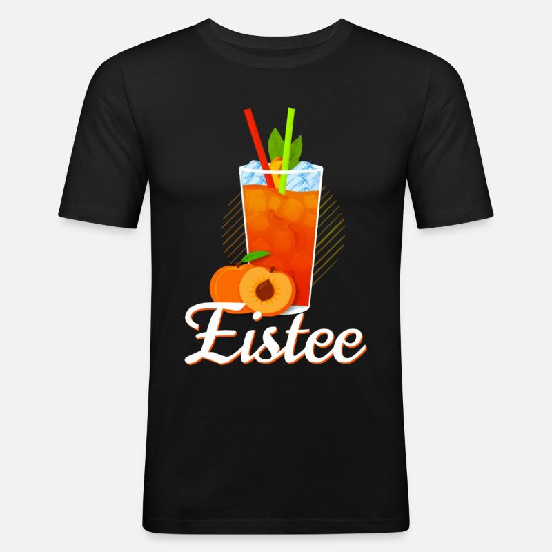 Eistee Pfirsich Design Tee - Männer Slim Fit T-Shirt - Schwarz