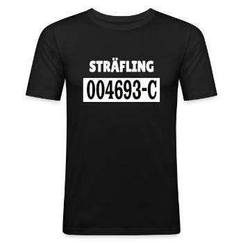 Insasse Häftling Sträfling Gefängnis Knast Outfit - Männer Slim Fit T-Shirt - Schwarz - Vorne - Nik (191cm)