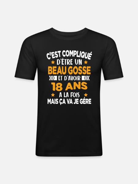 Beau Gosse et D'avoir 18 Ans Cadeau d'anniversaire - T-shirt près du corps Homme - noir