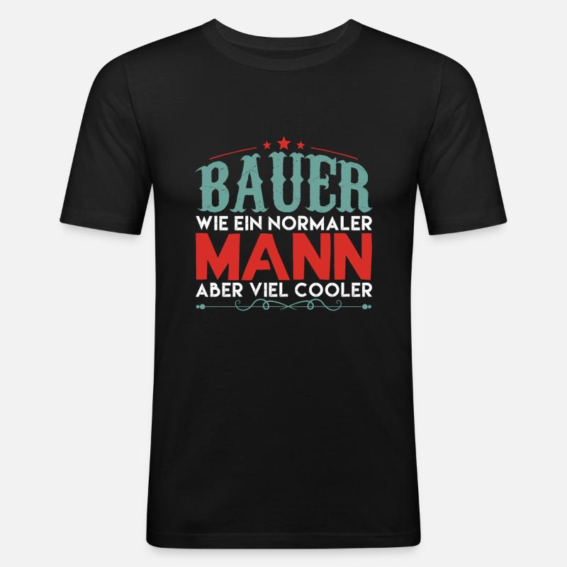 Trecker Traktor Bauer Spruch - Männer Slim Fit T-Shirt - Schwarz
