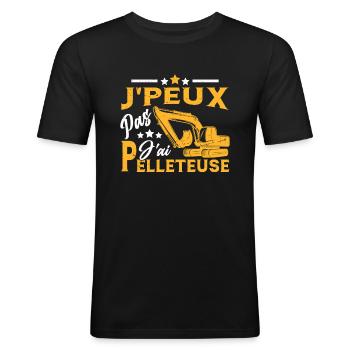 J'peux Pas J'ai Pelleteuse Cadeau Drôle Chantier - T-shirt près du corps Homme - noir - Devant - Nik (191cm)