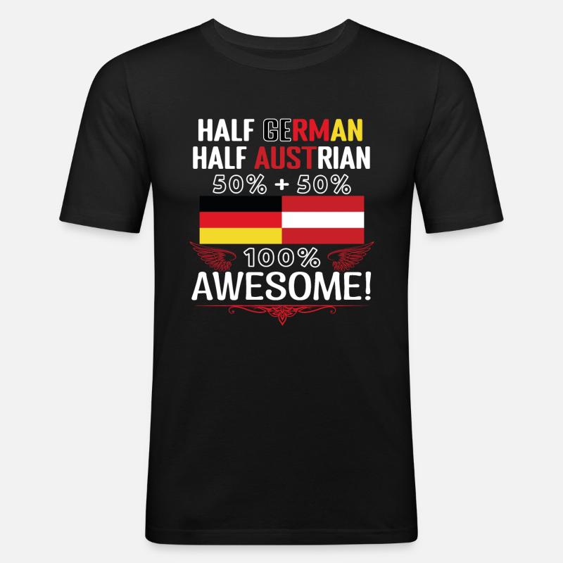 Half German, half Austrian - Men's Slim Fit T-Shirt - black