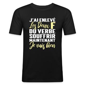 Citation Motivation Positif Sourire - T-shirt près du corps Homme - noir - Devant - Nik (191cm)