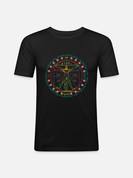 Vitruvian Cosmo Wise Man - Men's Slim Fit T-Shirt - black