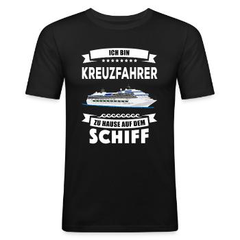 Kreuzfahrer Kreuzfahrt Kreuzfahrtschiff Geschenk - Männer Slim Fit T-Shirt - Schwarz - Vorne - Nik (191cm)