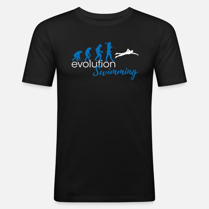 Swimming Evolution - Männer Slim Fit T-Shirt - Schwarz