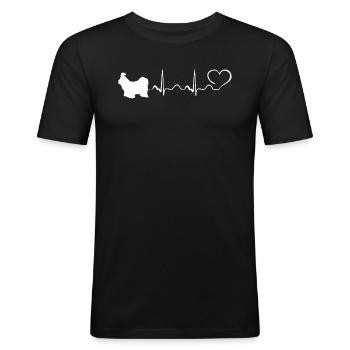 Shih Tzu - Mon coeur bat pour Shih Tzus - T-shirt près du corps Homme - noir - Devant - Nik (191cm)