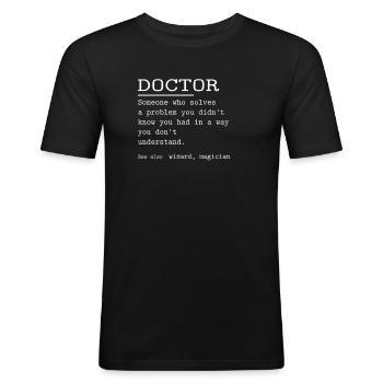 MÉDECIN - T-shirt près du corps Homme - noir - Devant - Nik (191cm)