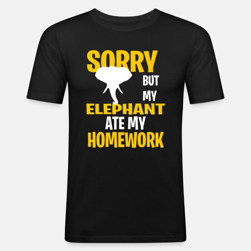 Funny Elephant Present Idea - Männer Slim Fit T-Shirt - Schwarz