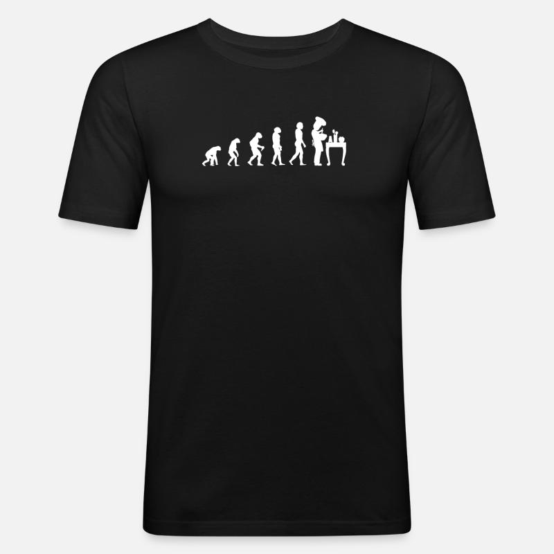 evolution of cooking - Männer Slim Fit T-Shirt - Schwarz