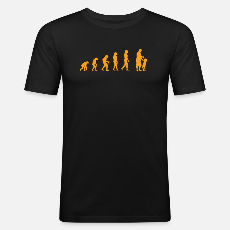 Papa Evolution Yellow - Männer Slim Fit T-Shirt - Schwarz