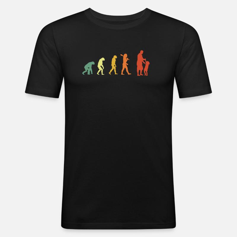 Papa Evolution Retro Edition - Männer Slim Fit T-Shirt - Schwarz