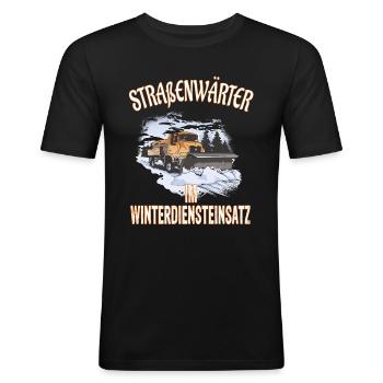 Straßenwärter Im Winterdiensteinsatz LKW - Männer Slim Fit T-Shirt - Schwarz - Vorne - Nik (191cm)