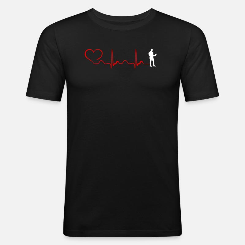 Programming Heartbeat And Heart - Männer Slim Fit T-Shirt - Schwarz