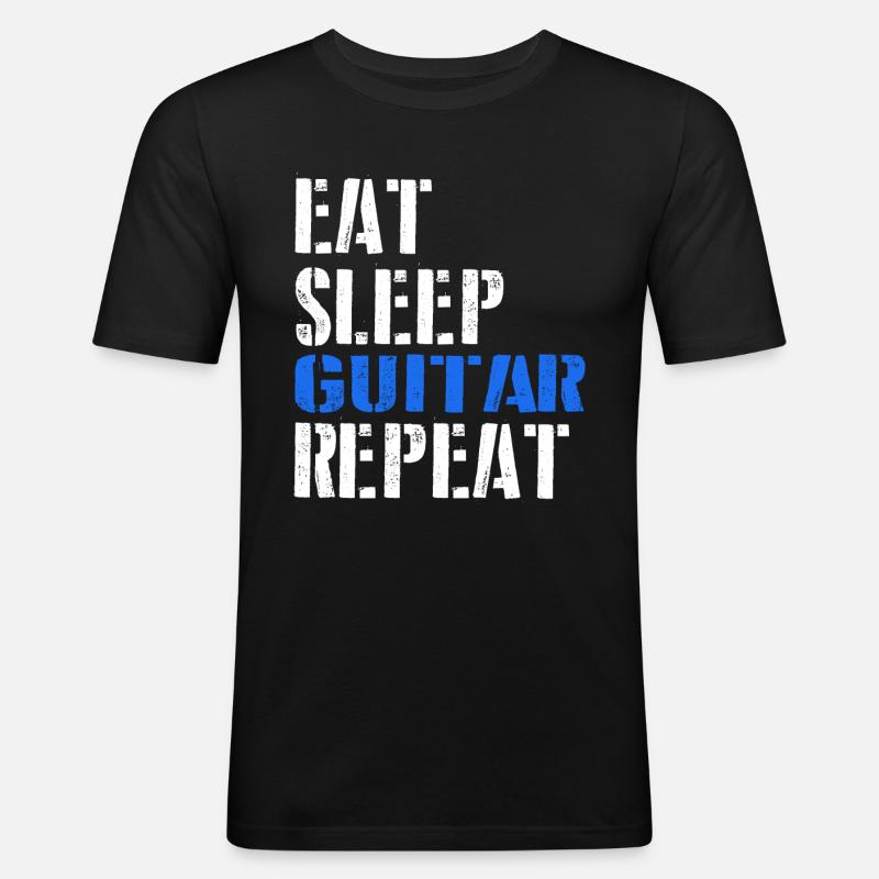 Eat. Sleep. Guitar. Repeat. - Männer Slim Fit T-Shirt - Schwarz