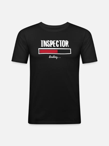 Funny Inspector Design - Männer Slim Fit T-Shirt - Schwarz
